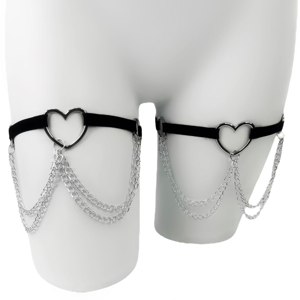 garter belt heart Sexy Punk Leather Heart Harness Garter Belt Leg Cincher Cage Belt main image 1