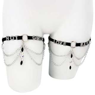 Rhinestone Word Leg Garters