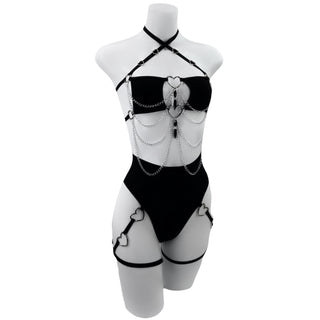 Black Heart High Waisted Thong