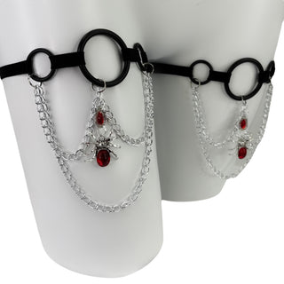 Crimson Web Leg Garters
