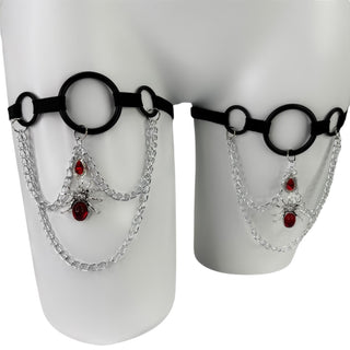 Crimson Web Leg Garters