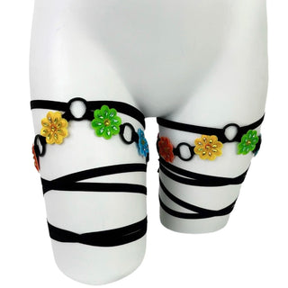 Rainbow Daisy Wrap Leg Garters