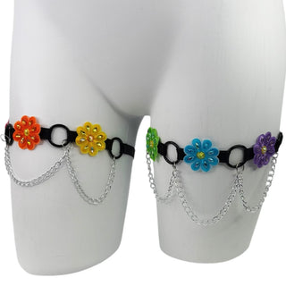 Rainbow Daisy Leg Garters