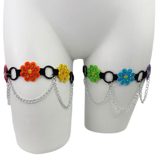 Rainbow Daisy Leg Garters