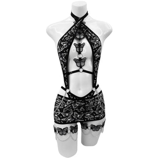 Noir Butterfly Cutout Bodysuit