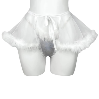 White Mesh Fur Skirt