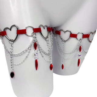 Red Heart Chain Leg Garters