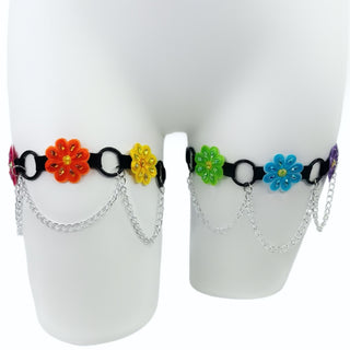 Rainbow Daisy Leg Garters