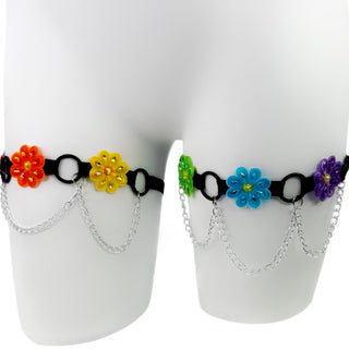 Rainbow Daisy Leg Garters