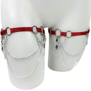 Red Hot Chain Leg Garters